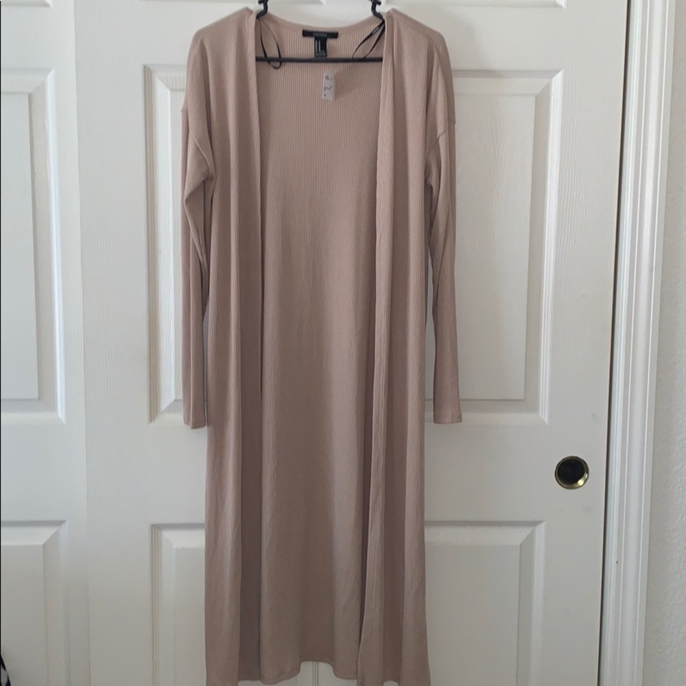 Tan long sleeve ankle length cardigan s/m